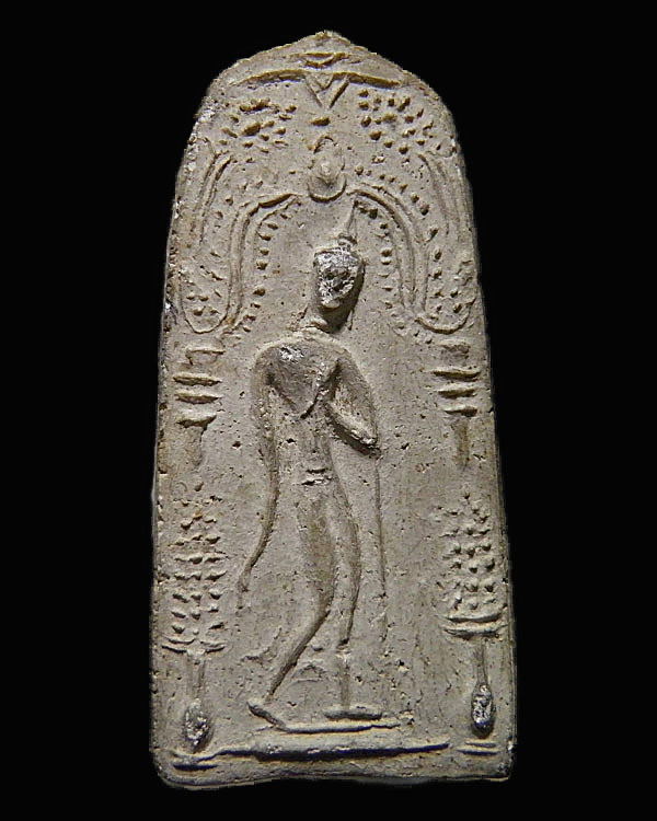 พระลีลากำแพงเขย่ง (พิมพ์ใหญ่พิเศษ) หลวงปู่เลี่ยม วัดศรีบุญเรือง ปี 2497 ผสมผงเก่า หลวงปู่ภู วัดอินทร - 1