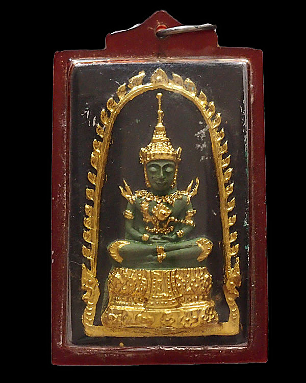 พระแก้วมรกรต ทรงเครื่องฤดูร้อน พิมพ์ใหญ่ ลงรักปิดทอง หลังยันต์ดวงประสูติพระพุทธเจ้า หลวงพ่อเริ่ม วั - 1
