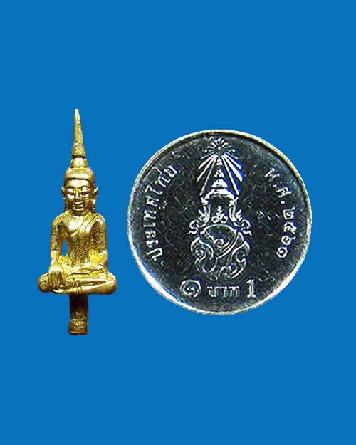 พระยอดธงเกศยาว หลังยันต์เฑาะว์ กะไหล่ทอง - 3