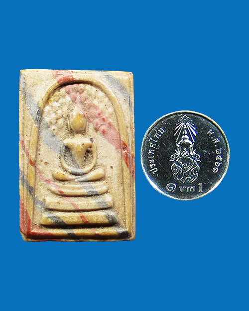 พระสมเด็จปรกโพธิ์สายรุ้ง หลวงพ่อขอม ปี 2500 พิมพ์นิยมตัวหนังสือ 2 แถว เนื้อผงลาย สุพรรณบุรี - 3
