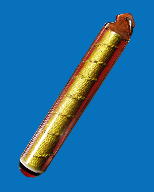 ตะกรุดโทน หลวงพ่อแพ ปี 2524 เนื้อตะกั่วถักเชือกปิดทอง วัดพิกุลทอง จังหวัดสิงห์บุรี (ขนาด 3 นิ้ว) - 2