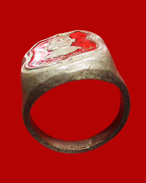 แหวนหน้าโล่ลงยา หลวงพ่อบุญทัน วัดป่าสามัคคีสันติธรรม (ลงยาสีแดง) จังหวัดขอนแก่น - 3