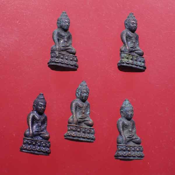 5 องค์.... พระชัยวัฒน์ รุ่น ญสส หลวงพ่อเกษม เขมโก ทองแดง ปี 2533..... - 1