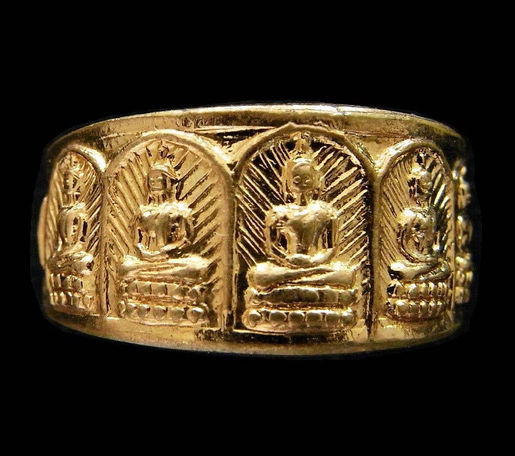 แหวนพระเจ้า 5 พระองค์ วัดวชิรธรรมสาธิต เนื้อกะไหล่ทอง ที่ระลึก หลวงพ่อศรีนวล - 1