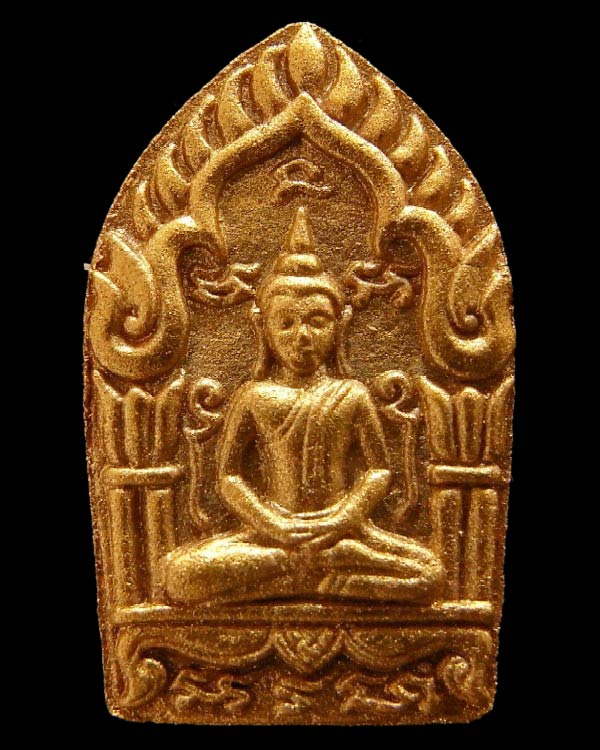 ขุนแผนผงพรายกุมาร รุ่น พรายทอง พิมพ์เล็ก เนื้อว่านสบู่เลือด ฝังตระกรุดทองแดง + พลอยเสก กล่องเดิม - 1