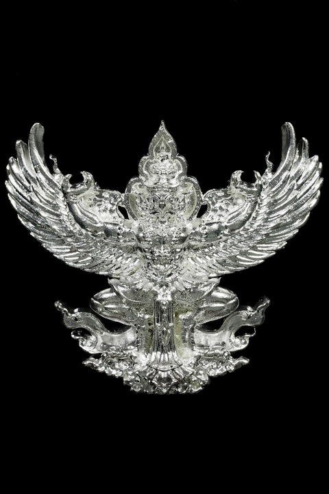 พญาครุฑสงน้ำราชาโชคหลวงพ่อหวั่นวัดคลองคูณเนื้อชนวนชุบเงิน - 1