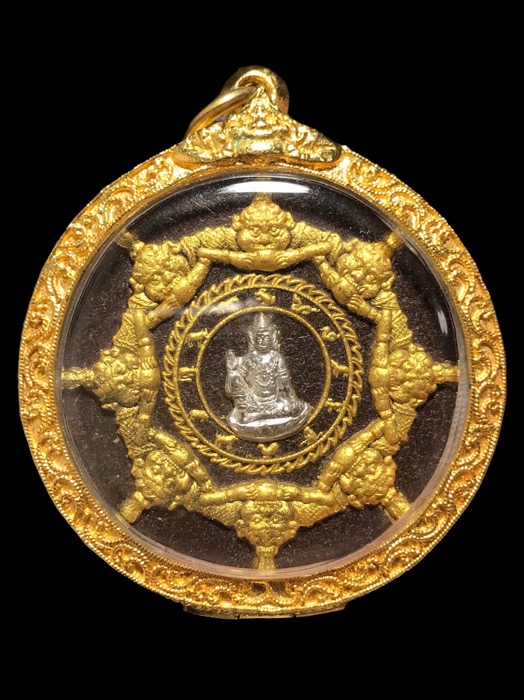พระสุริยันจันทราท้าวจตุคามท้าวรามเทพ ขนาด 5 ซ.ม. เนื้อผงยาวาสนามหาจินดามณีปัดทอง - 1