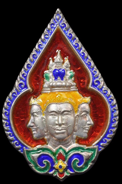 เหรียญพระพรหมปาฏิหาริย์ เนื้อเงินลงยาราชาวดีหลวงพ่อพูล วัดไผ่ล้อม จ.นครปฐม ปี 2546 - 2