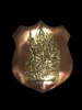 เหรียญพระพรหม พิมพ์รูปโล่ใหญ่ ตำหรับหลวงปู่สีห์ วัดสะแก  เนื้อนากหน้าทองคำจารมือ