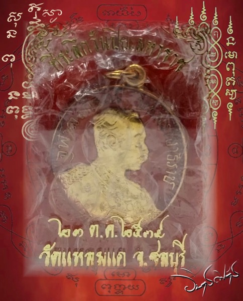 เหรียญรัชกาลที่5 วัดแหลมแค ปี 2534 เนื้อทองแดง กระไหร่ทองลงยา - 3