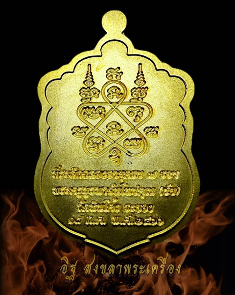 เหรียญเสมา7รอบหลวงตาชัย วัดหินโค้ง เนื้อทองฝาบาตรลงยาขอบแดงเขียว สร้าง 209 องค์ - 3