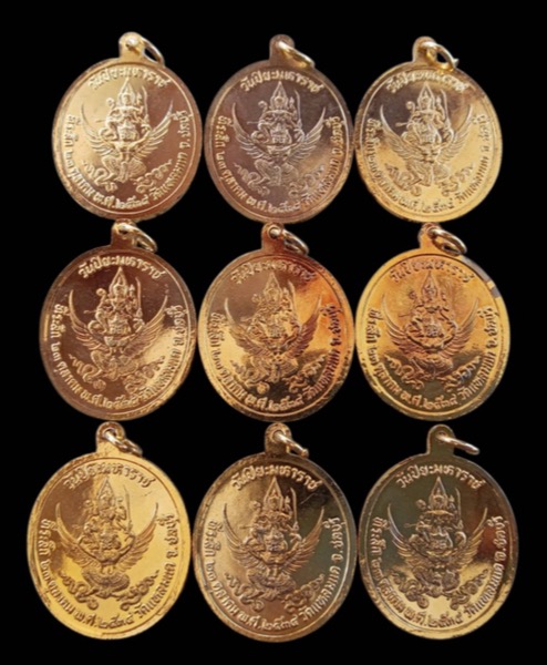 เหรียญรัชกาลที่5 วัดแหลมแค จ.ชลบุรีปี 2534 กะไหล่ทองลงยาตอกโค้ต - 2