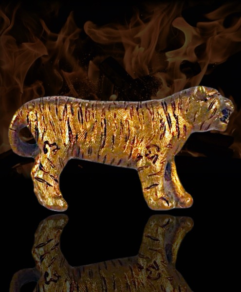 เสือมหาอำนาจ เนื้อสัมฤทธิ์ หลวงปู่พรหมมา เขมจาโร ปลุกเสกวันสุริยุปราคาปี 2538   - 2