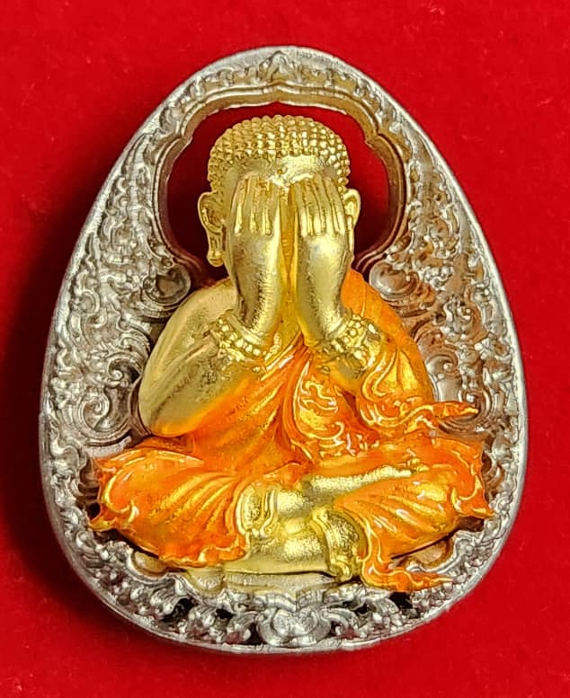 เลข ๙...พระปิดตาจัมโบ้+เปิดตาพระสังกัจจายน์ พุทธศิลป์ หลวงปู่โต๊ะ เนื้อบรอนซ์ชุบเงินซาติน "ชุบทองคำ" - 1