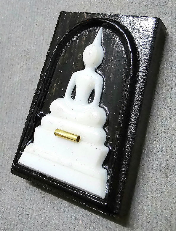 พระสมเด็จ จักรพรรดิมหาเศรษฐี หลวงปู่จื่อ พันธมุตโต เนื้อไม้งิ้วดำ หน้ากากกระดูกช้าง หลังรูปเหมือน ตร - 3