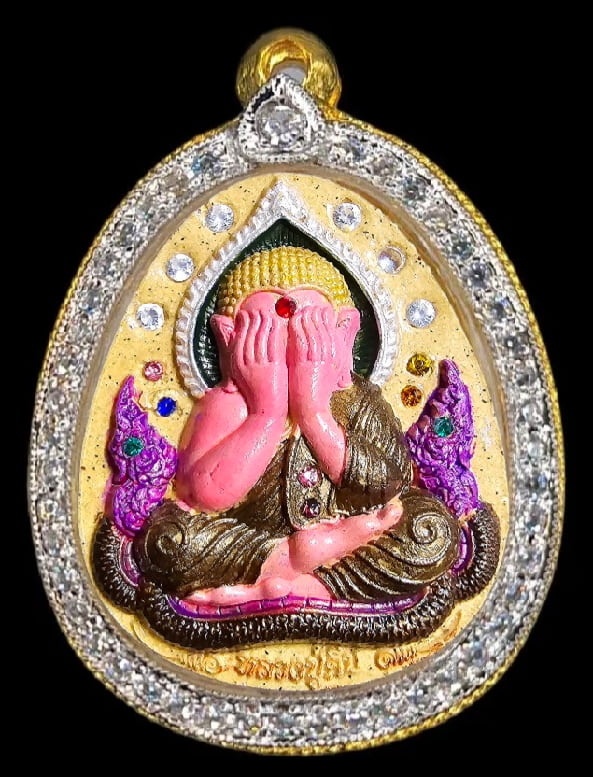 แจกศูนย์จอง พระปิดตาเนื้อเกษร เพ้นท์หน้าเต็มระบบ ฝังพลอย 14 เม็ด หลวงปู่คีบ ธีรปัญโญ วัดป่าสุทธาวาส - 5