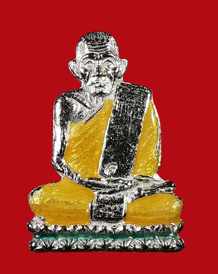 แผ่นปั๊มหลวงพ่ออิ่ม วัดท่าไม้ลาย จ.ชุมพร ปี 36 เนื้อเงินลงยา # 4 - 1