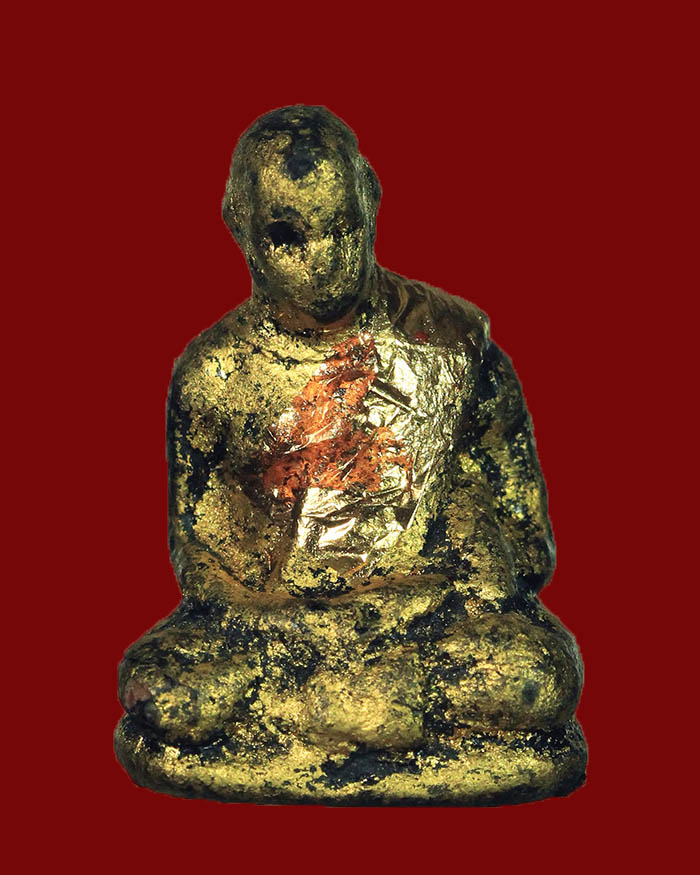 รูปเหมือนหลวงพ่อสงฆ์ วัดเจ้าฟ้าศาลาลอย จ.ชุมพร ปี 95 เนื้อดินชุบรักปิดทอง - 1