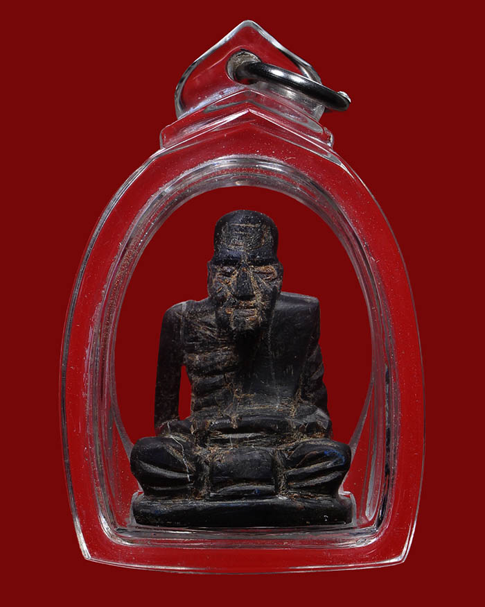 งานศิลปะรูปเหมือนหลวงพ่อสงฆ์ วัดเจ้าฟ้าศาลาลอย จ.ชุมพร เนื้อไม้กัลปังหาดำ เลี่ยมพร้อมใช้ - 1