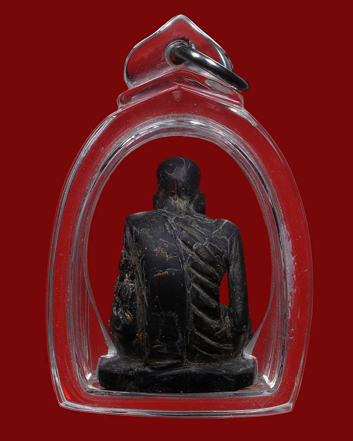 งานศิลปะรูปเหมือนหลวงพ่อสงฆ์ วัดเจ้าฟ้าศาลาลอย จ.ชุมพร เนื้อไม้กัลปังหาดำ เลี่ยมพร้อมใช้ - 2