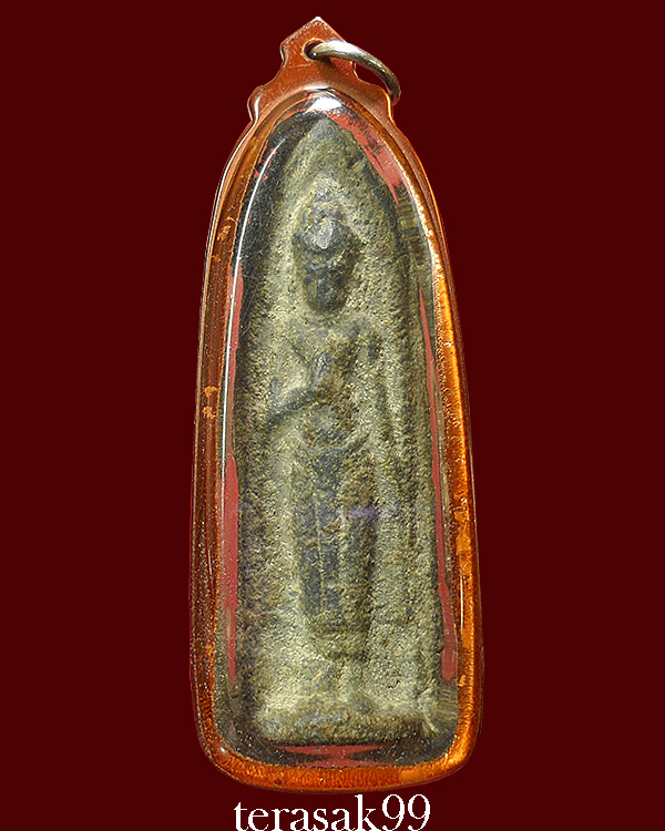 พระร่วงยืน หลังลายผ้า เนื้อชินเขียว ศิลป์ลพบุรี(ขึ้นกรุจ.สุพรรณบุรี) สวยๆราคาเบาๆ - 1