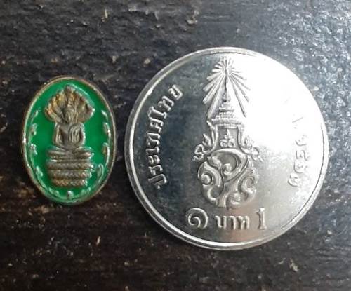เหรียญเม็ดแตงนาคปรก เนื้อเงินลงยาเขียว หลวงปู่คร่ำ วัดวังหว้า จ.ระยอง ปี 37 - 3