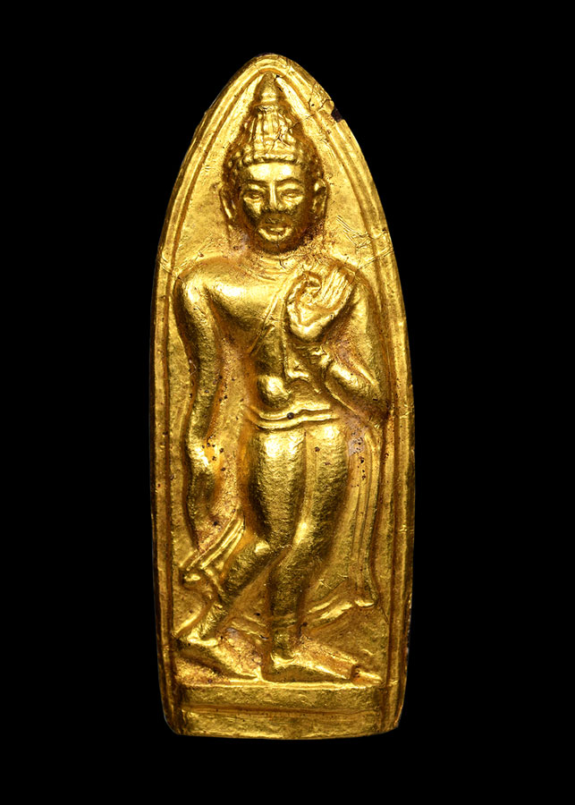 พระลีลาว่านเศรษฐีหลวงพ่อเต๋ คงทอง วัดสามง่าม บุทองคำพิมพ์ใหญ่ ตอกเล็ก ปี2507  - 1