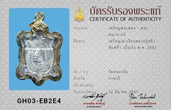 เหรียญเต่าจิ๋ว หลวงปู่หลิว วัดหนองอ้อ เนื้อเงิน ปี2542 - 3