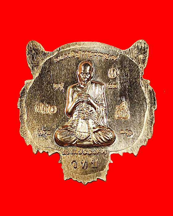 เหรียญเสมาและพิมพ์หัวเสือ รุ่นเสือนอนกิน เนื้อทองแดงบริสุทธิ์  พระอาจารย์ต้อม วัดท่าสะแบง จ.ร้อยเอ็ด - 4