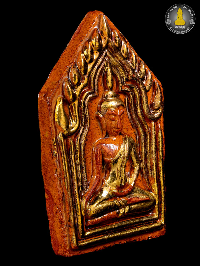 หลวงปู่ชื้น วัดญาณเสน พระขุนแผนแขนอ่อนรุ่นแรก เคลือบแดงเดินน้ำทอง หลังแผ่นเงิน ตอกโค๊ดหมายเลข 168  - 3