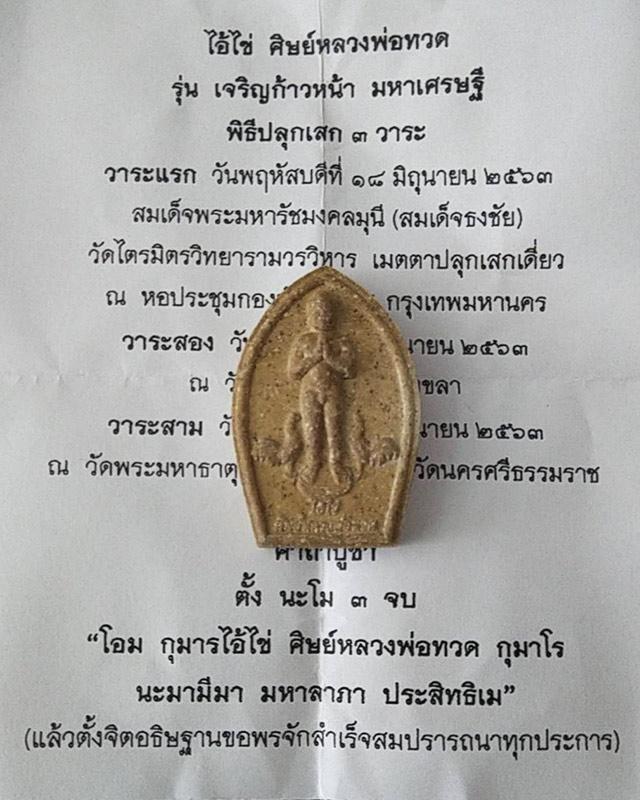 ไอ้ไข่ รุ่นเจริญก้าวหน้า มหาเศรษฐี เนื้อผง ปี 63 ปลุกเสก 3 วาระ - 3