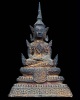 พระพุทธรูปบูชาสมัยรัตนโกสินทร์ นั่งทรงเครื่องปางสมาธิ เนื้อโลหะผสมลงรักปิดทอง ก้นดินไทย หน้าตักเกือบ