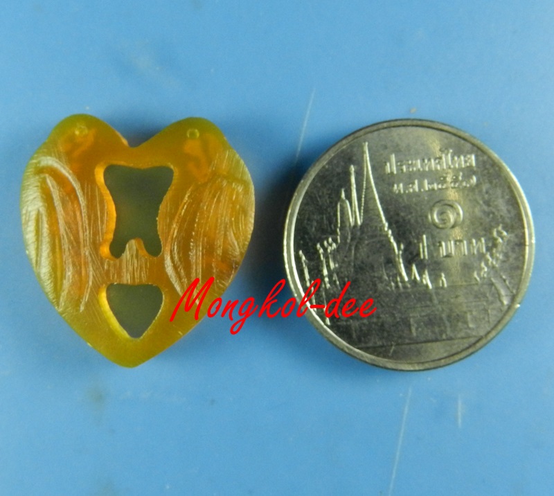 นกสาริกาคู่ แกะจากเขาควายสีน้ำผึ้ง หลวงพ่อสิน วัดละหารใหญ่ จ.ระยอง No.8 - 3