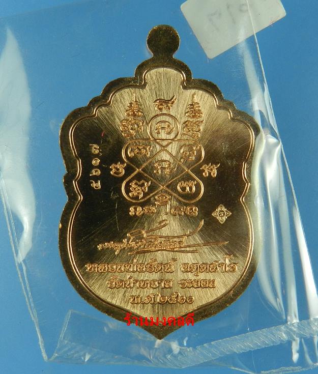 เหรียญเสมาหัวเสือ รุ่นแรก หลวงพ่อรัตน์ วัดป่าหวาย จ.ระยอง เนื้อทองแดง No.5617 - 3