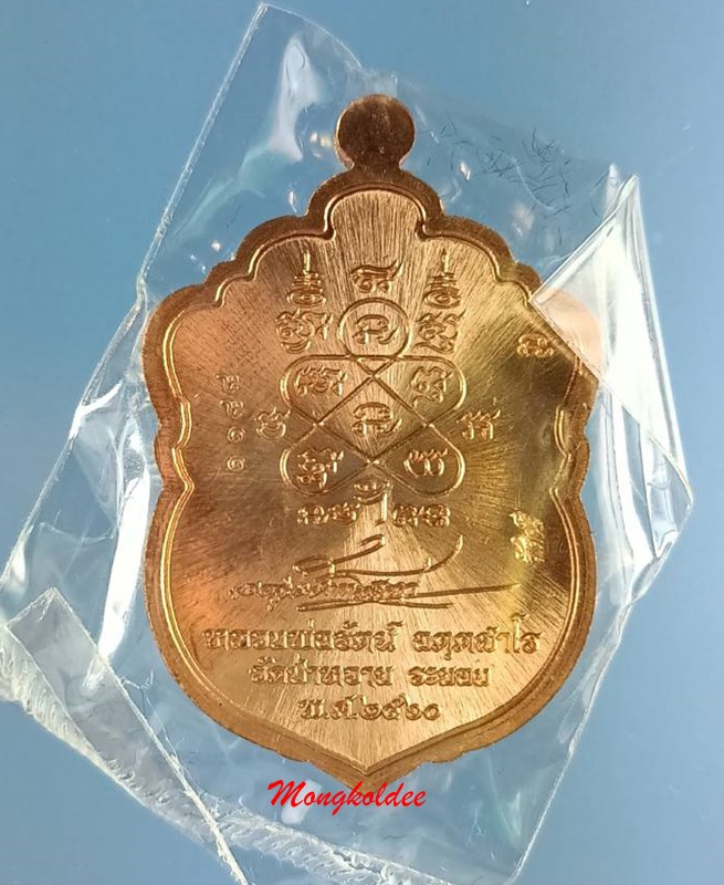 เหรียญเสมาหัวเสือ (ใหญ่) รุ่นแรก หลวงพ่อรัตน์ วัดป่าหวาย เนื้อทองแดงขอบฝาบาตรองค์อาบเงินลงยา No.1188 - 3