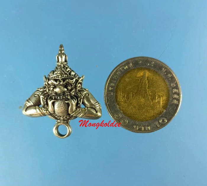 พระราหูอมจันทร์ (หัวสร้อย) เนื้อเงินลงถมยาดำ งานช่างนครศรีธรรมราช สภาพสวย - 3