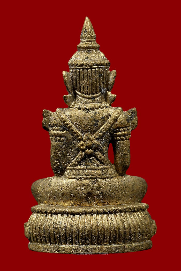 พระแก้วมรกตหล่อโบราณ หลวงปู่ทวน วัดโป่งยาง จันทบุรี เนื้อทองระฆัง ก้นอุดผงหลวงปู่หมุน No.1432 - 2