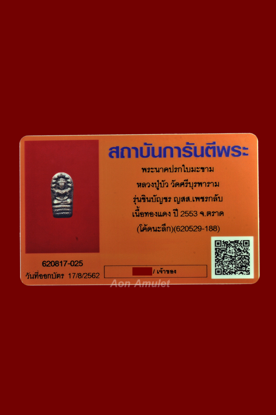 พระนาคปรกใบมะขามเนื้อทองแดง รุ่น ญสส. เพชรกลับ หลวงปู่บัว ถามโก วัดศรีบุรพาราม พศ.2553 องค์ที่ 2 - 4