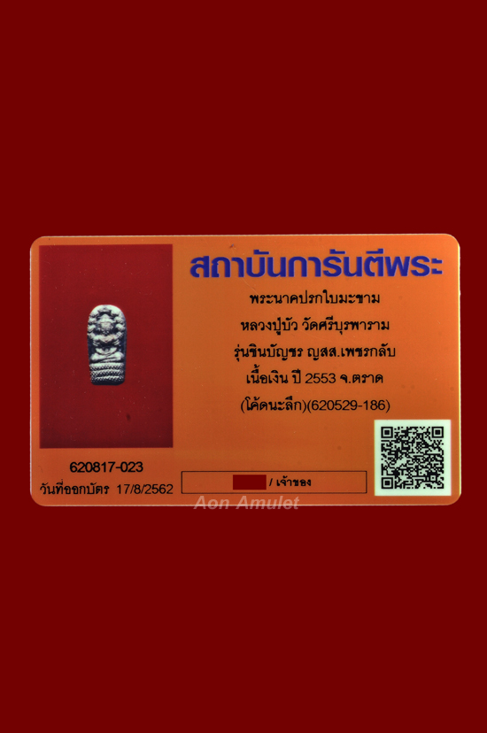 พระนาคปรกใบมะขามเนื้อเงิน รุ่น ญสส. เพชรกลับ หลวงปู่บัว ถามโก วัดศรีบุรพาราม พศ.2553 องค์ที่ 1 - 4