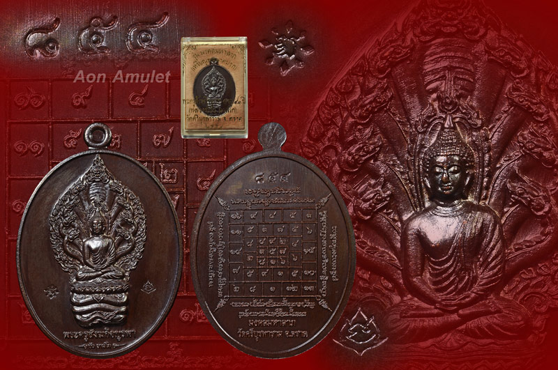 เหรียญนาคปรกเนื้อนวะ รุ่น มงคลมหาลาภ หลวงปู่บัว ถามโก วัดศรีบุรพาราม พศ.2559 หมายเลข 854 - 1