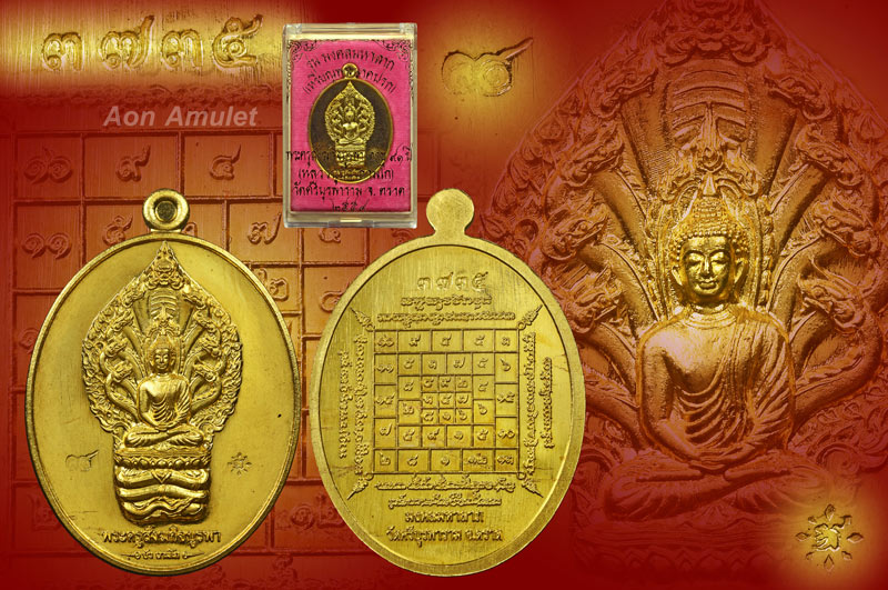 เหรียญนาคปรกเนื้อทองทิพย์ รุ่น มงคลมหาลาภ หลวงปู่บัว ถามโก วัดศรีบุรพาราม พ.ศ.2559 หมายเลข 3735 - 1