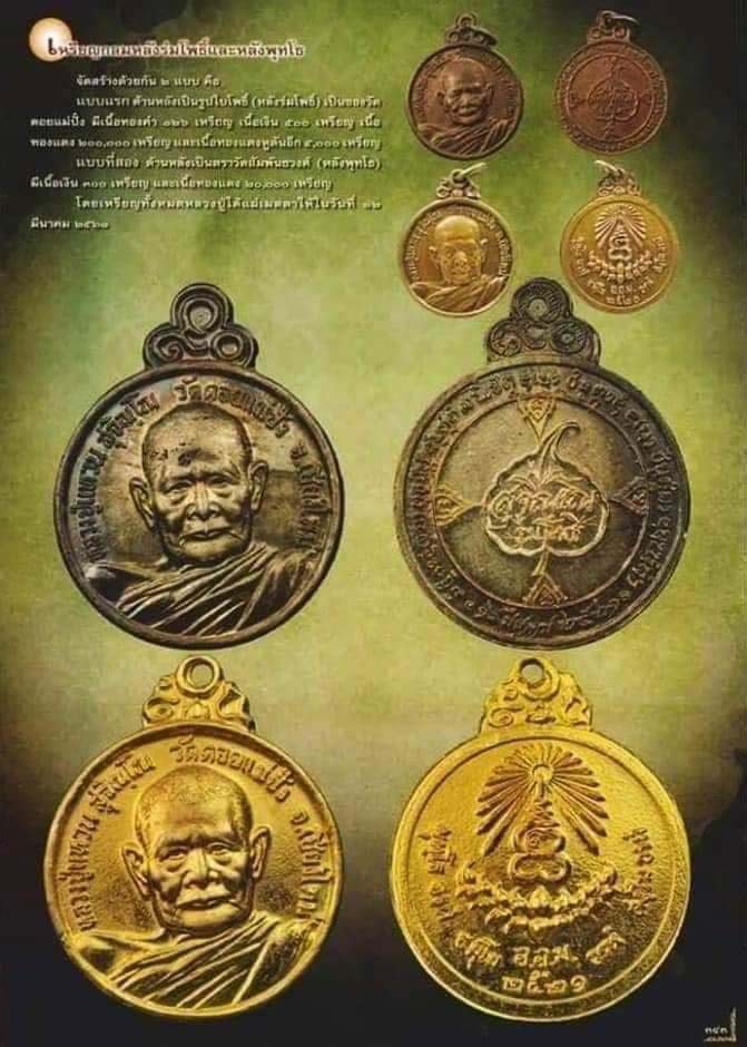 เหรียญกลมหลังร่มโพธิ์เนื้อทองแดง หลวงปู่แหวน สุจิณฺโณ วัดดอยแม่ปั๋ง พ.ศ.2521 องค์ที่ 1 - 4