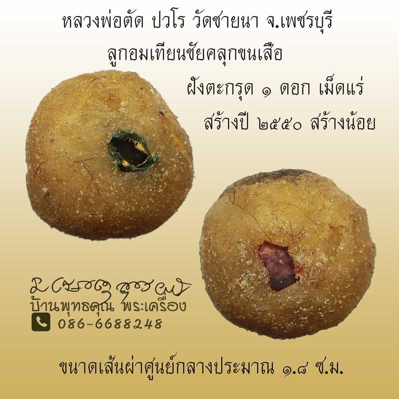 ลูกอมเทียนชัยคลุกขุนเสือ หลวงพ่อตัด วัดชายนา ฝังตะกรุด 1 ดอก เม็ดแร่ ปี 2550 สร้างน้อยหายาก - 1