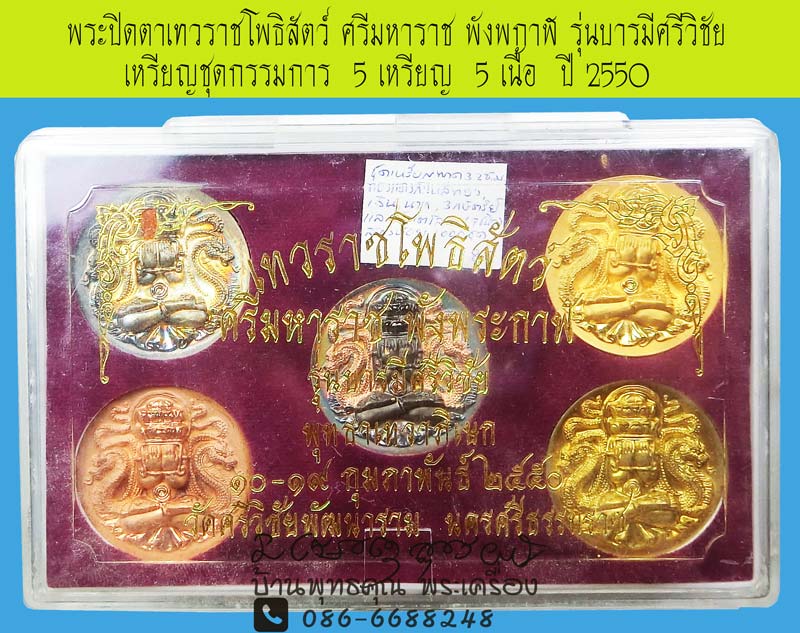 เหรียญปิดตาเทวราชโพธิสัตว์ ศรีมหาราช พังพกาฬ รุ่นบารมีศรีวิชัย ชุดกรรมการ 5 เหรียญ ปี 2550  - 1