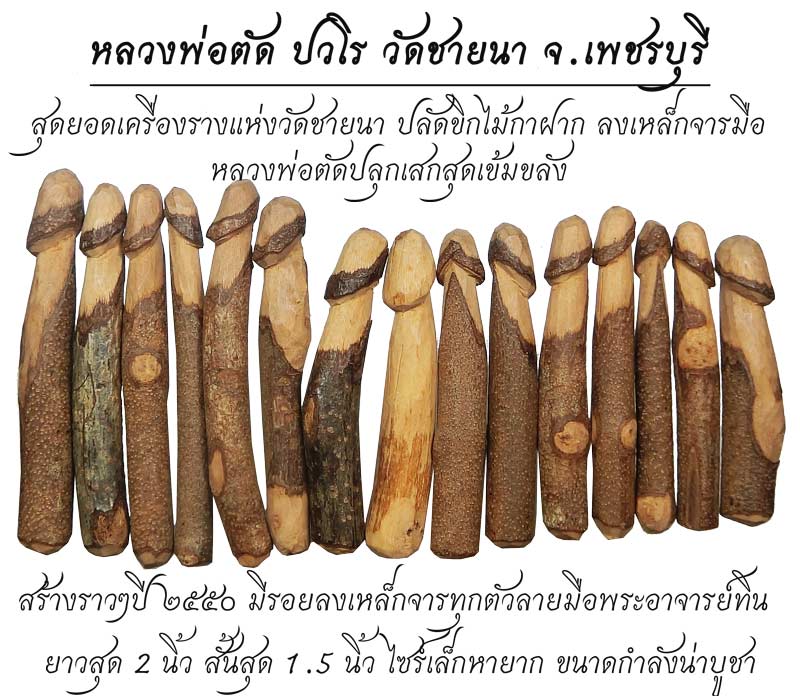 สุดยอดเครื่องรางแห่งวัดชายนา ปลัดขิกไม้กาฝาก หลวงพ่อตัด วัดชายนา ปี 2550 ขนาดเล็กกระทัดรัดน่าบูชามาก - 1