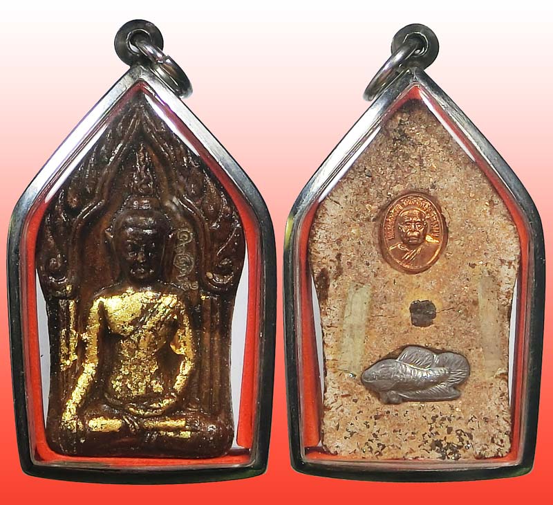 พระขุนแผนบ้านกร่าง (เนื้อผงกรุเก่าบ้านกร่าง) เนื้อคลุกรักปิดทองแท้ หลวงปู่น่วม วัดโพธิ์ศรีเจริญ - 1
