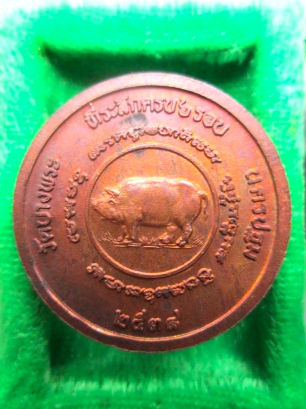 เหรียญกลมหลังหมูหลวงพ่อเปิ่น ปี 2538 ตอกโค้ตด้านหน้า - 2