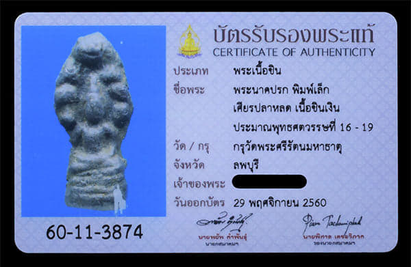 พระนาคปรก พิมพ์เศียร ปลาหลด เนื้อชินเงิน กรุวัดพระศรีรัตนมหาธุาตุ - 3