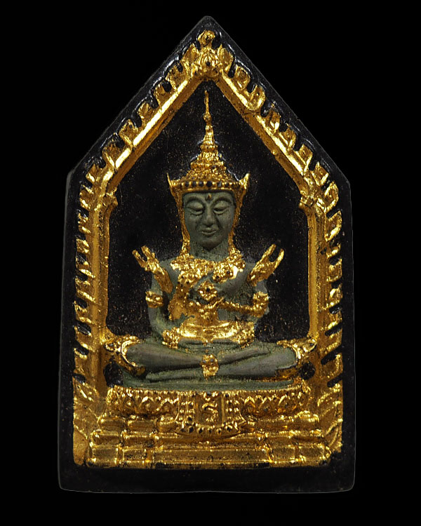 พระแก้วมรกรต ทรงเครื่องฤดูร้อน ลงรักปิดทอง หลังยันต์ดวงประสูติพระพุทธเจ้า หลวงพ่อเริ่ม วัดบางพระ จ.ช - 1