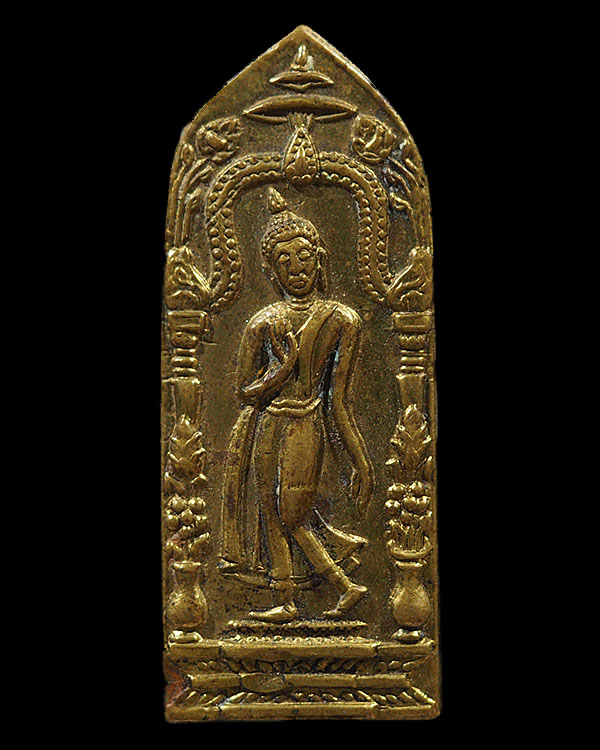 เหรียญพระลีลากำแพงนิ้ว (พระลีลายอดอัฏฐารส) พิธีพระกริ่งนเรศวร รุ่นแรก ปี ๒๕๐๗ จ.พิษณโลก มีตอกโค๊ต นิ - 1